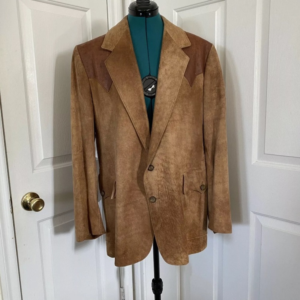 The Gambler Western Suede Coat jacket Kenny Rogers Robert Lewis 44 Vintage